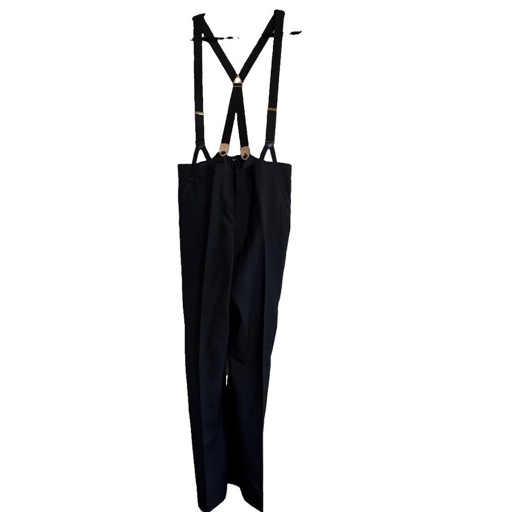 Vintage Chipp New York Trouser Pants with Suspenders Black Pockets